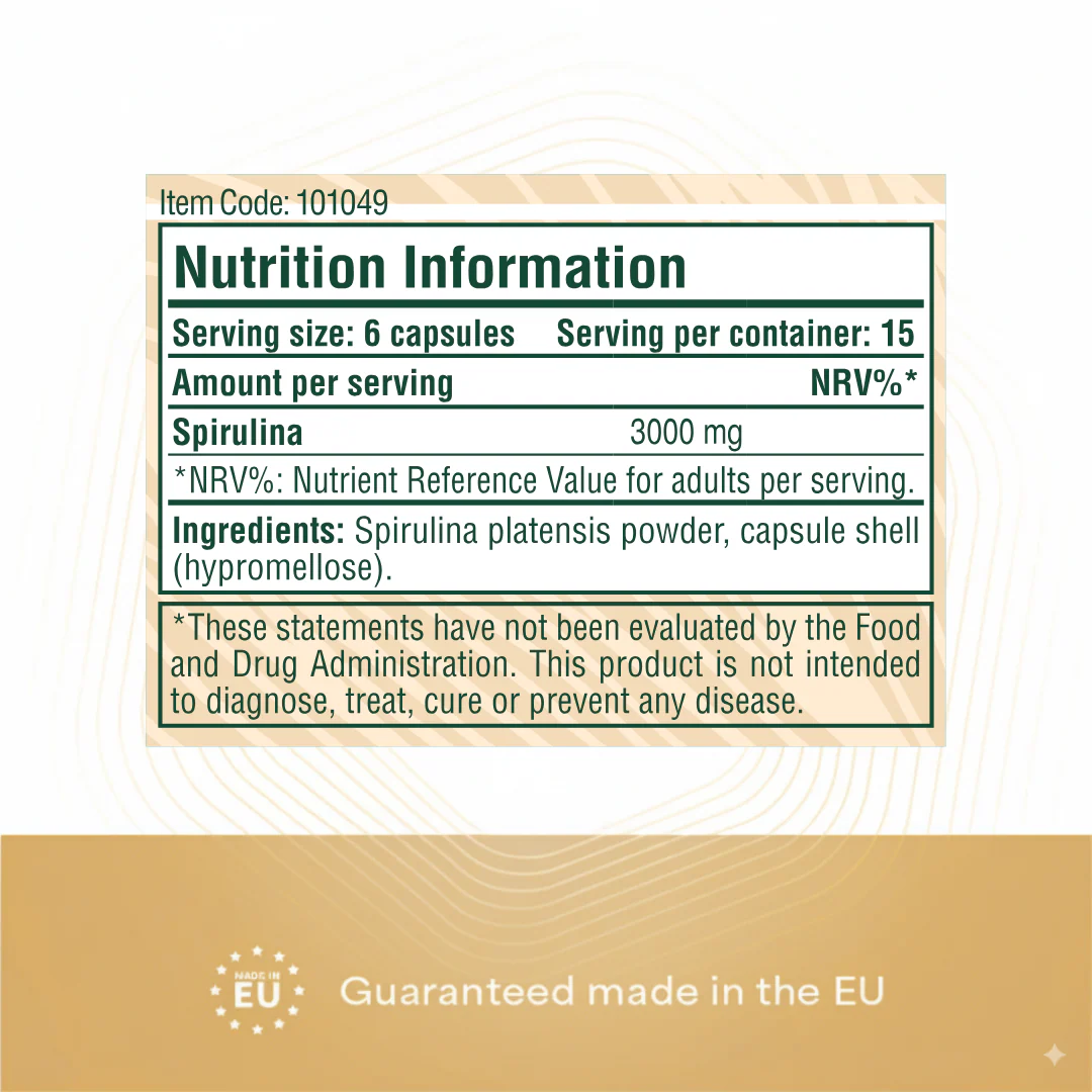 Heyday Essentials: Spirulina (90 Capsules) - Image 3